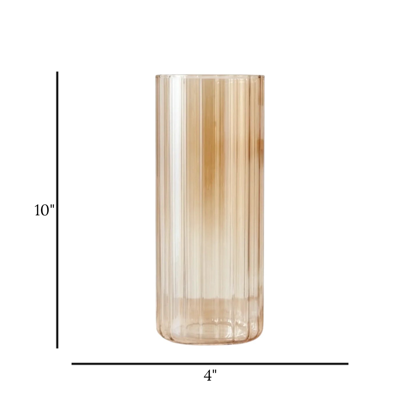 glass tube vase vertical lines golden medium 10''x4'' china