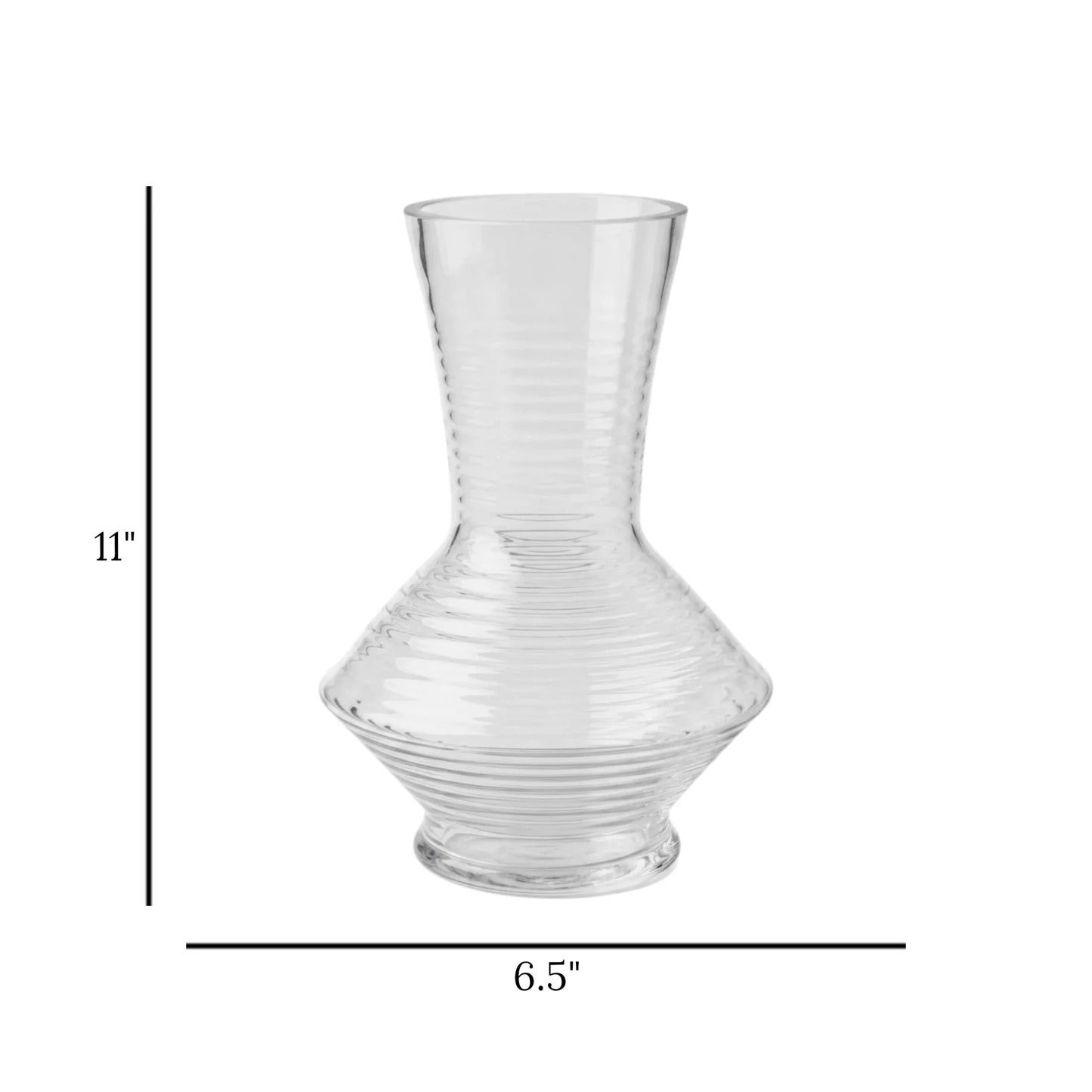 glass vase horizental lines 11''x6.5" china