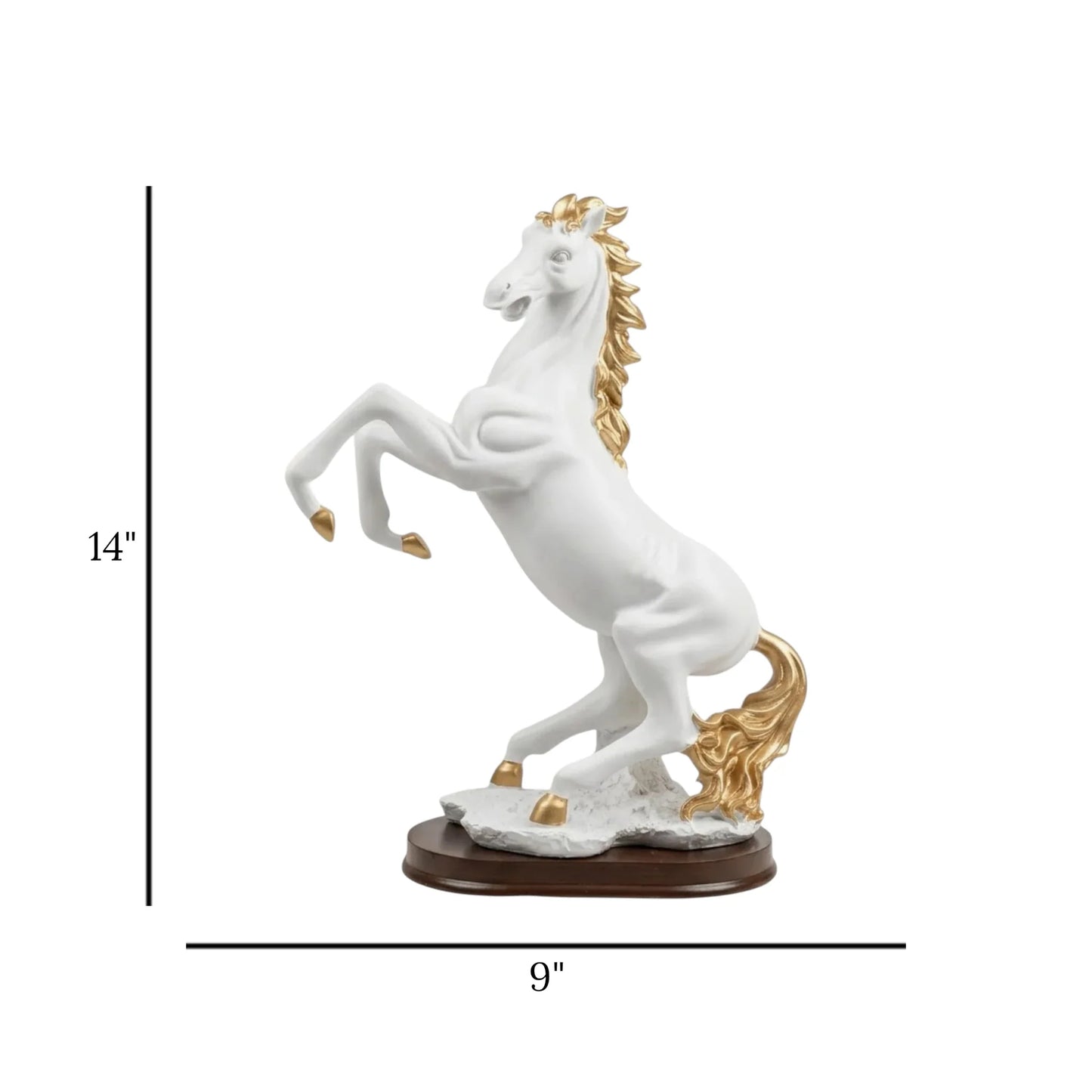 statue horse white & golden 14"x9" china