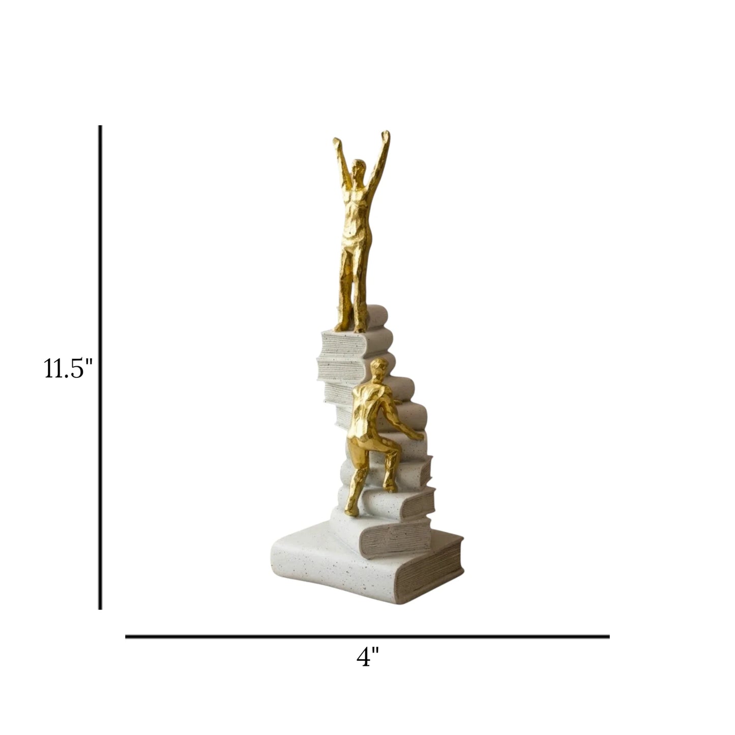 statue trophy 2men climbing stack book golden & white 11.5''x4'' china