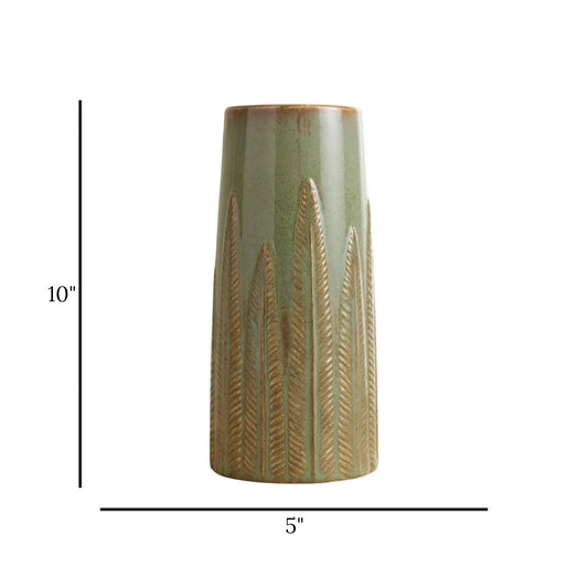 ceramic vase textured leaves parrot large 10''x5'' china