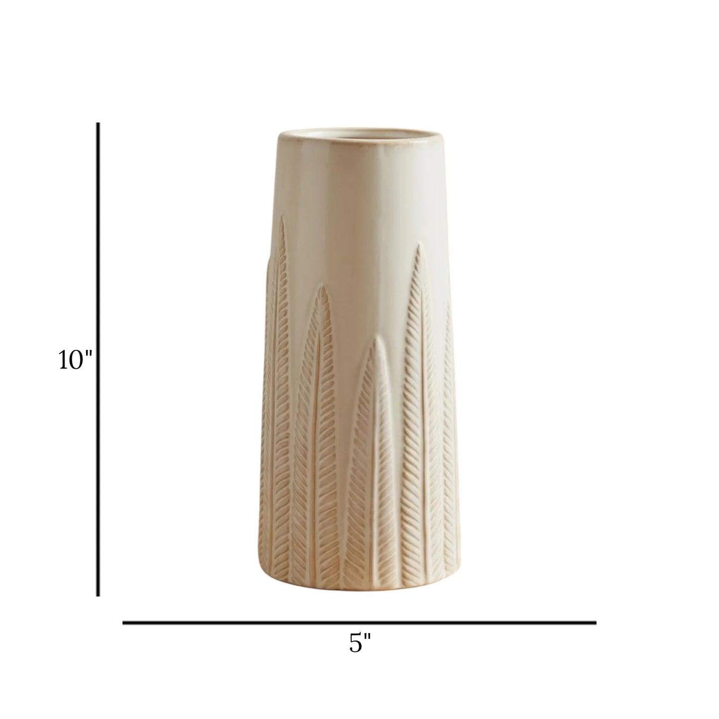 ceramic vase textured leaves white large 10''x5'' china