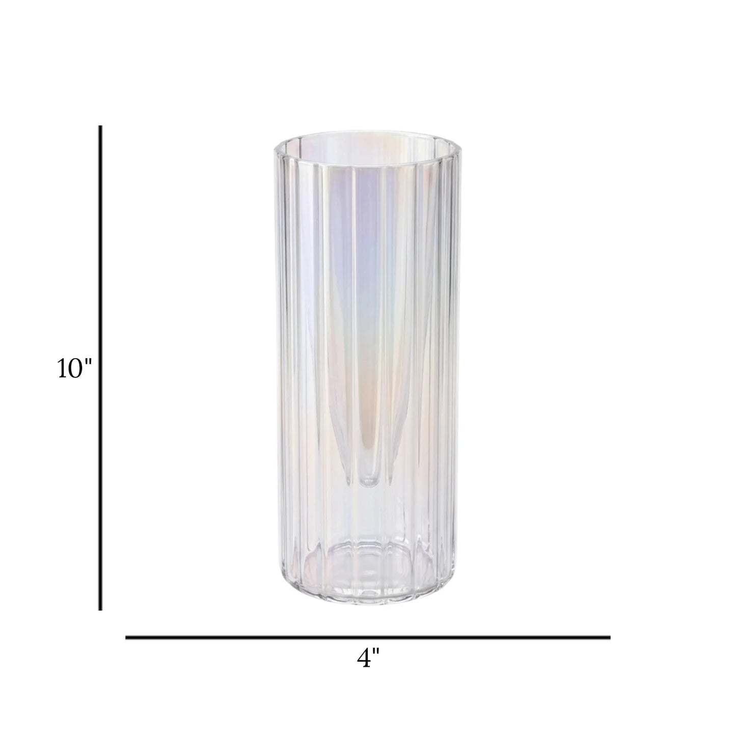 glass tube vase lines multi shine medium 10''x4'' china