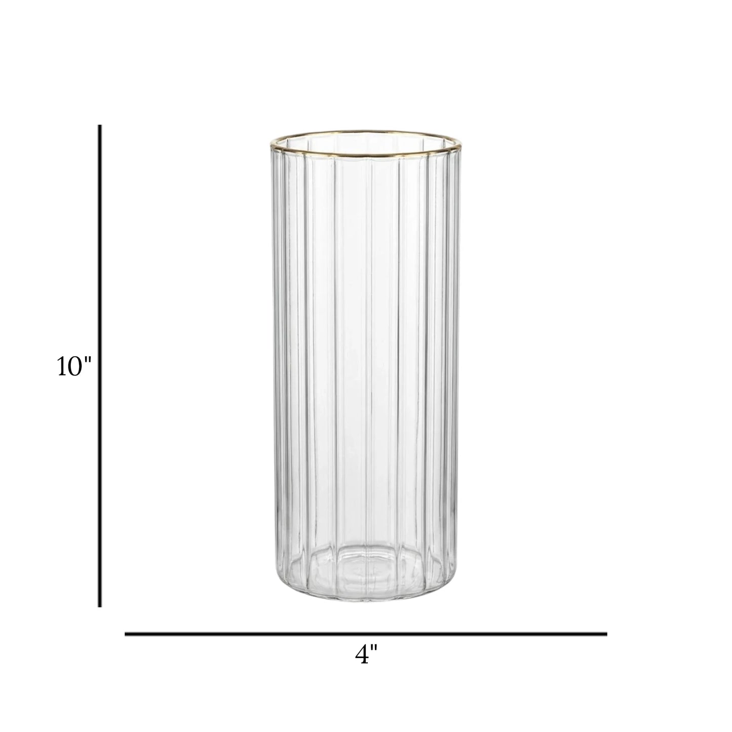 glass tube vase lines golden ring medium 10''x4'' china