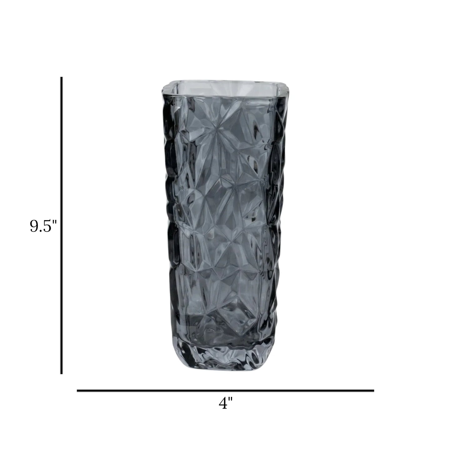 glass vase diamond cut black shine 9.5''x4'' china