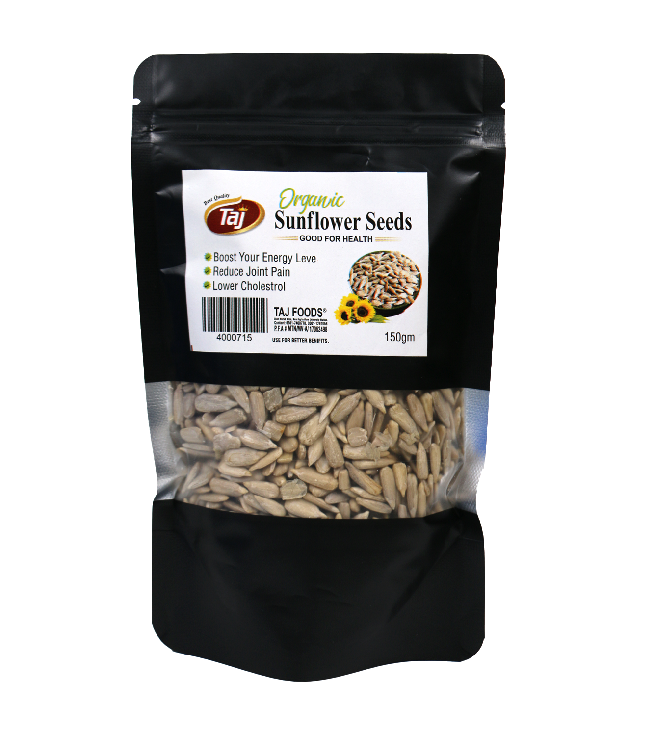 taj sunflower seeds shell off pouch 150g