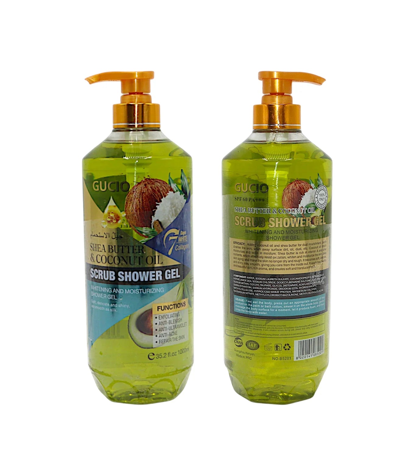gucio shower gel shea butter & coconut oil scrub shower gel 1000ml prc