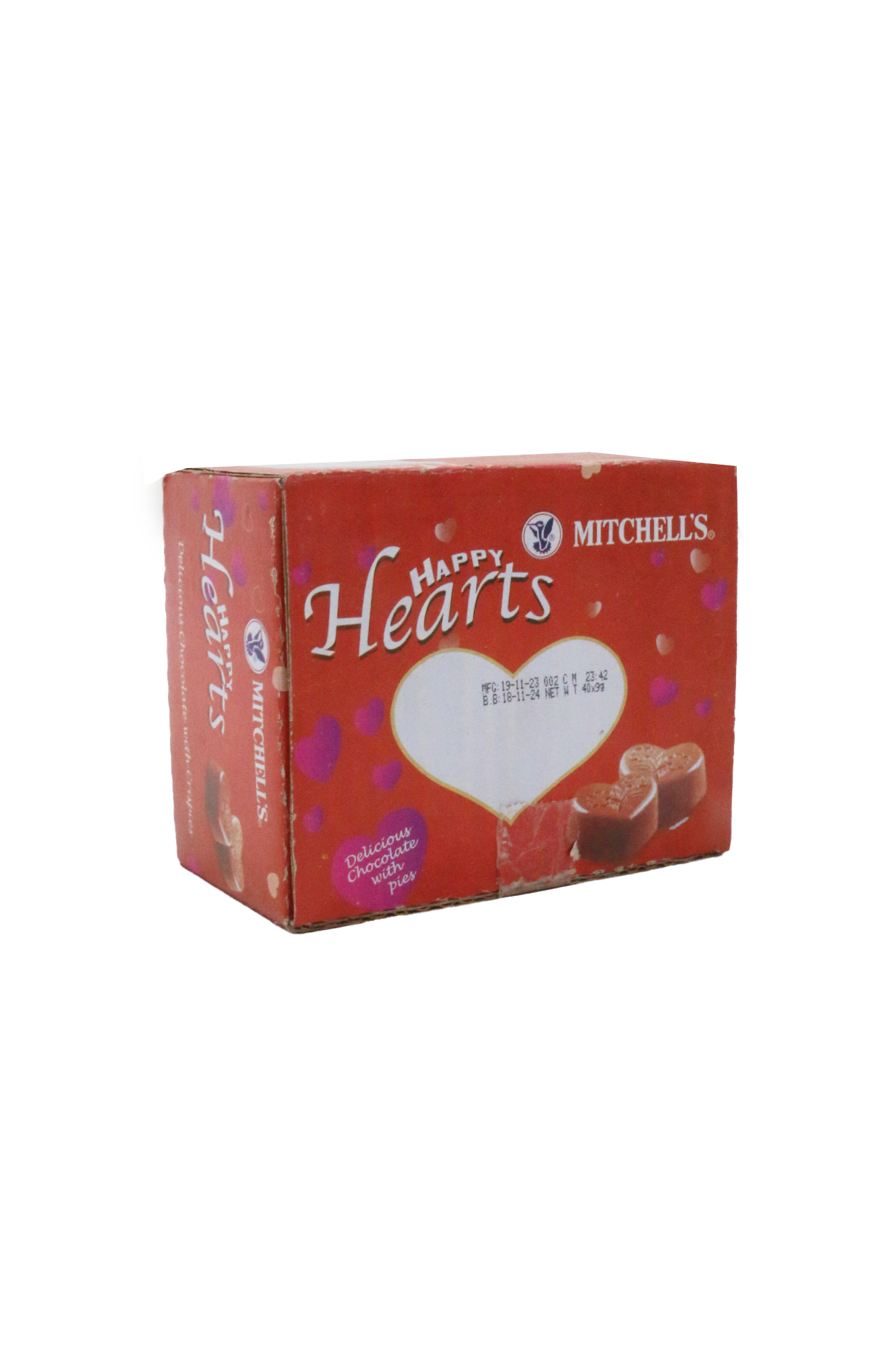 mitchells happy hearts creamy chocolate with crispies 325g