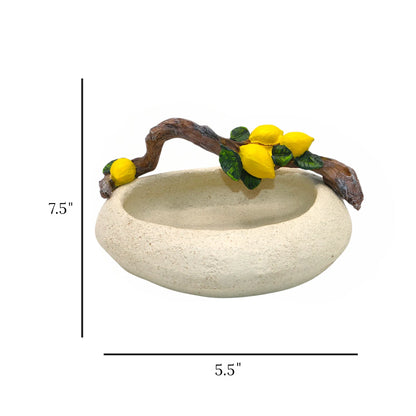 decorative lemon branch bowl resin beige & yellow color 5"x12" china