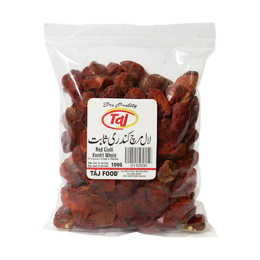 taj red chilli kundri whole 100g
