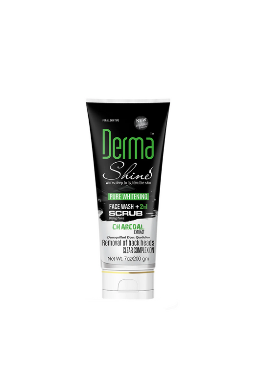 derma shine face wash charcoal 2in1 200ml pak