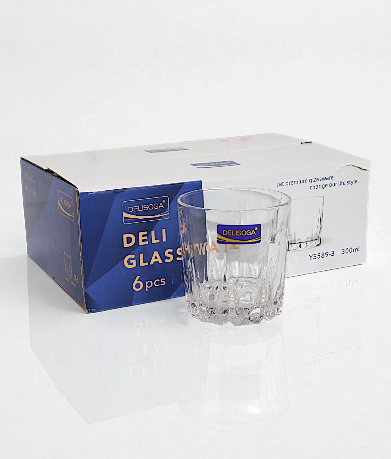 deli glass tumbler 6pc pak y5589-3