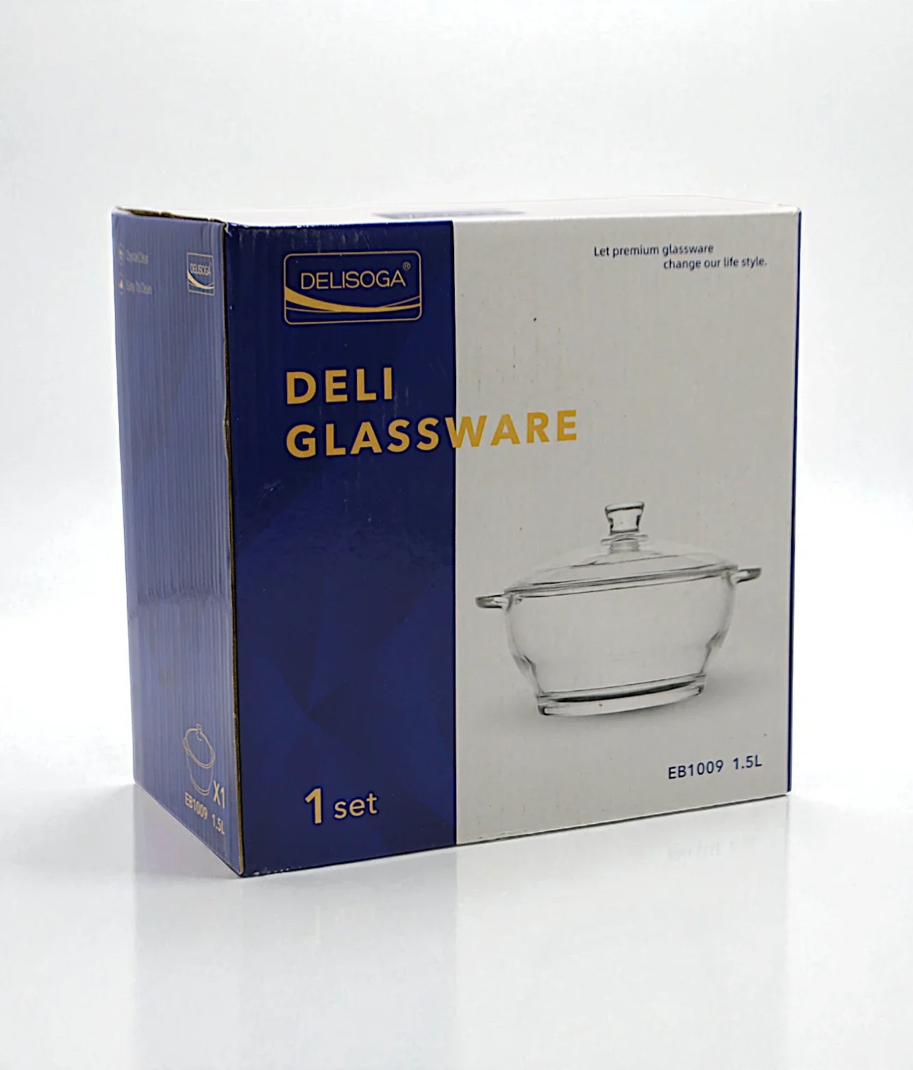 deli glass bowl & lid 1.5l large pak eb1009