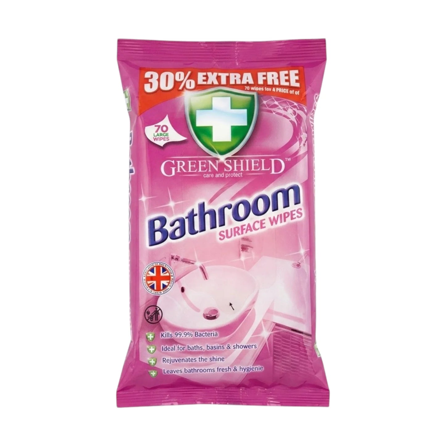 green shield bathroom surface wipes 70pc uk