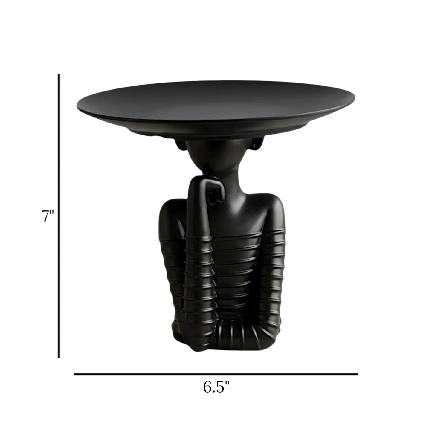 statue carrying plate on head black 6.5"x7" china