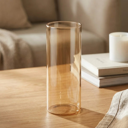 tube vase golden medium 10''x4'' china