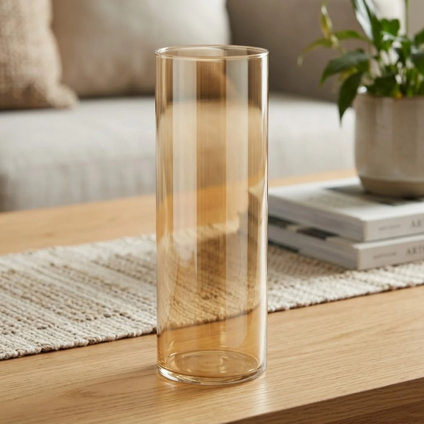 tube vase golden large 12''x4'' china