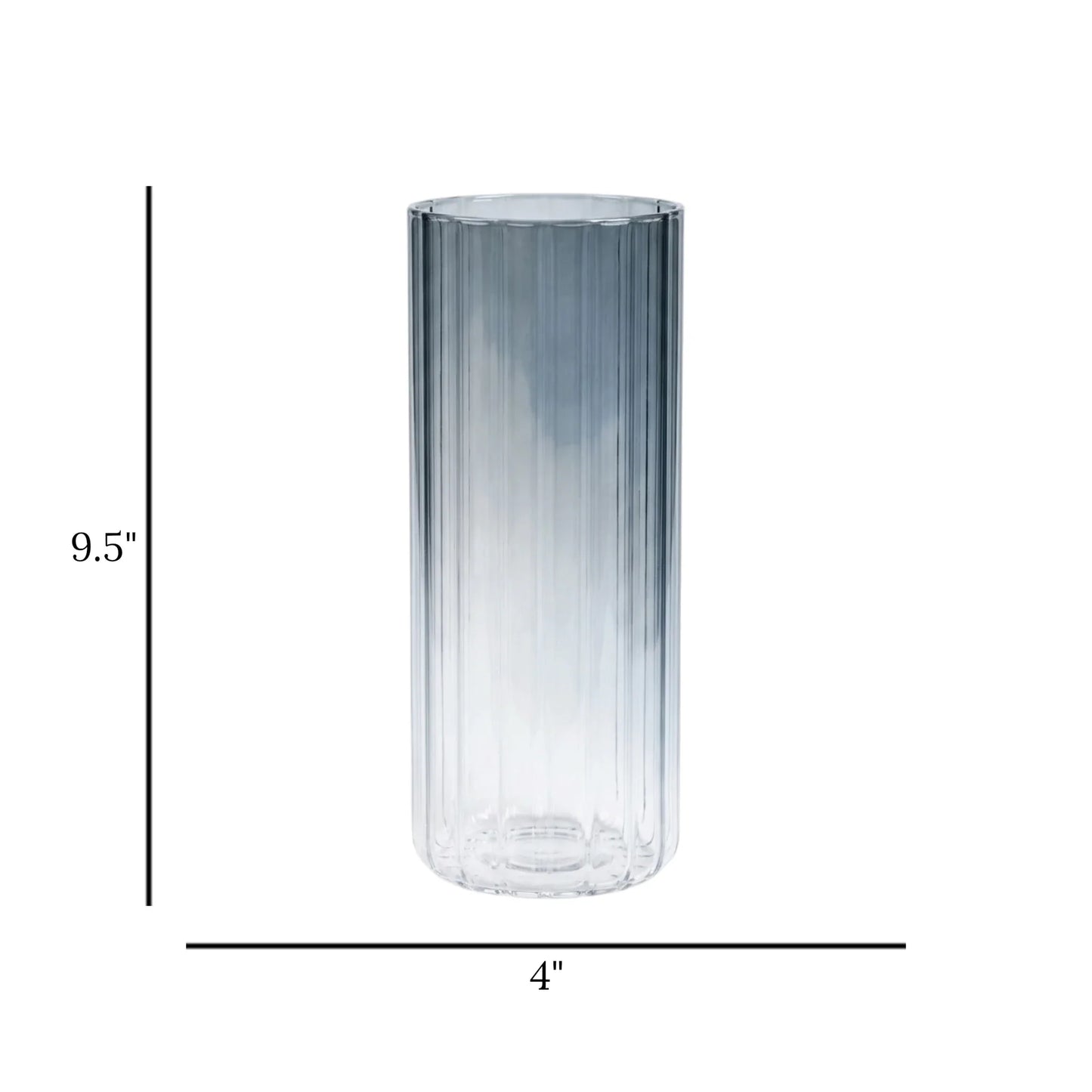 glass tube vase lines black shine large 9.5''x4" china