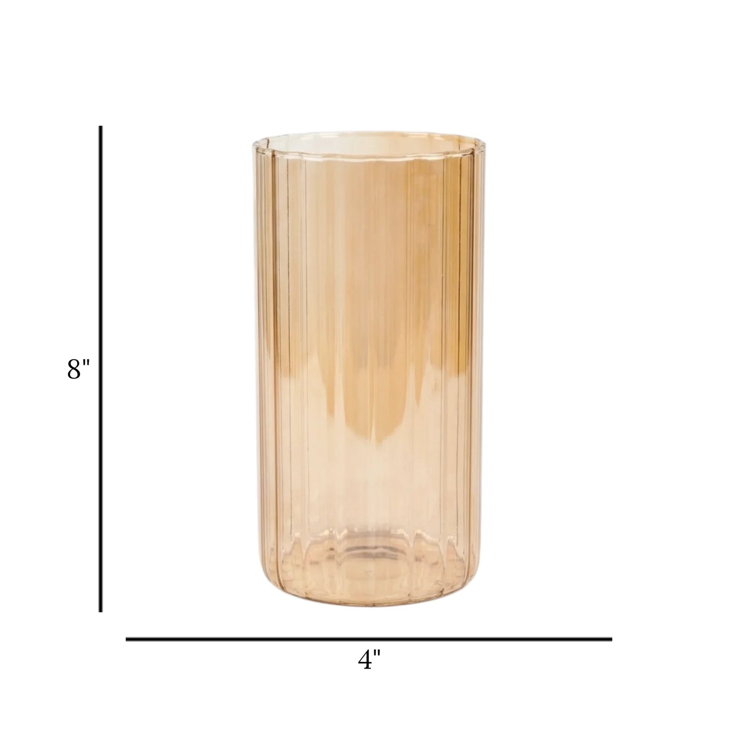 glass tube vase vertical lines golden small 8''x4'' china