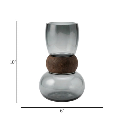 glass vase wooden ring black small 10''x6'' china