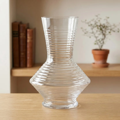 glass vase horizental lines 11''x6.5" china