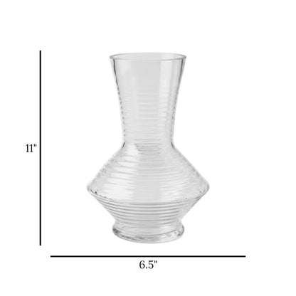 glass vase horizental lines 11''x6.5" china