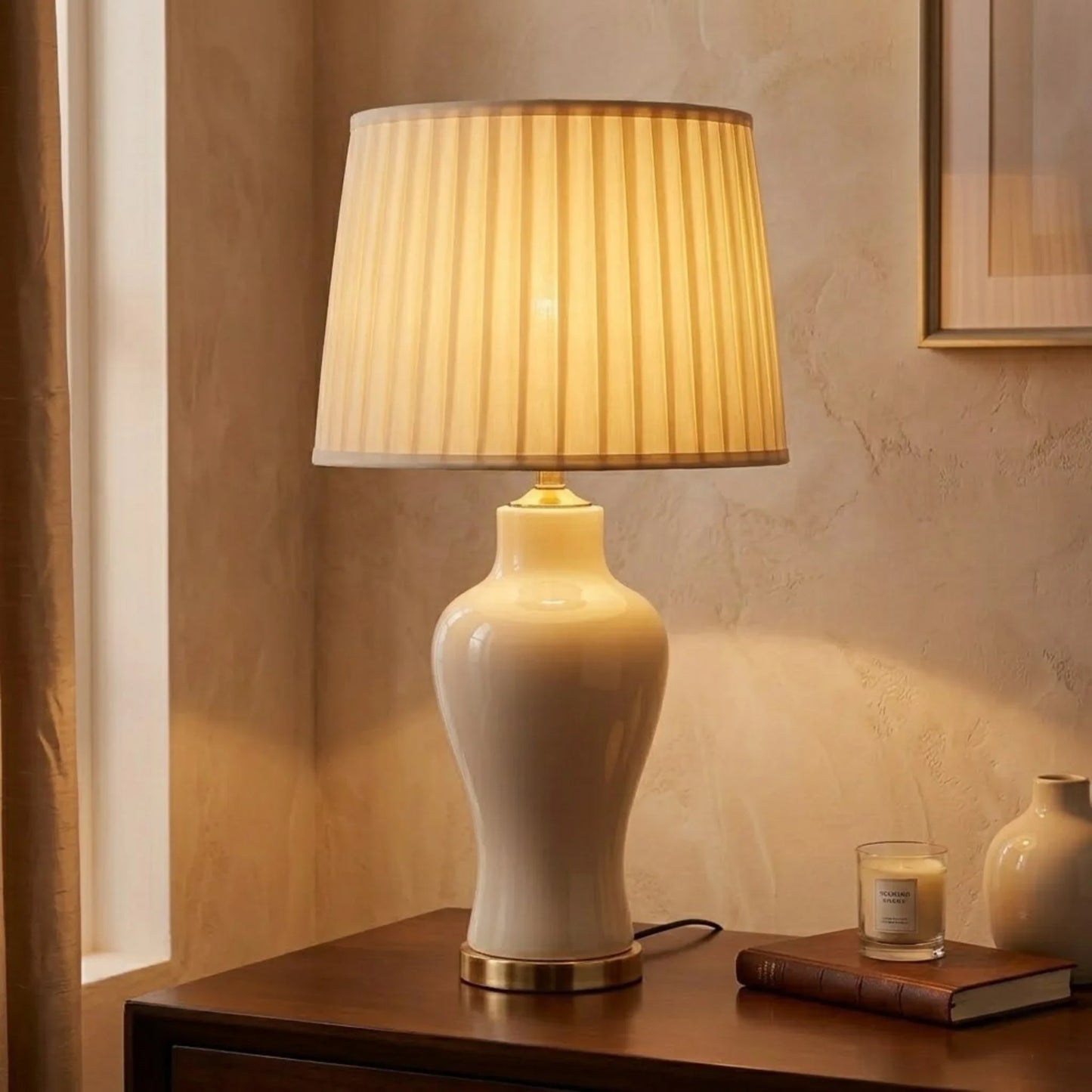 ceramic table lamp off white large 30''x16''