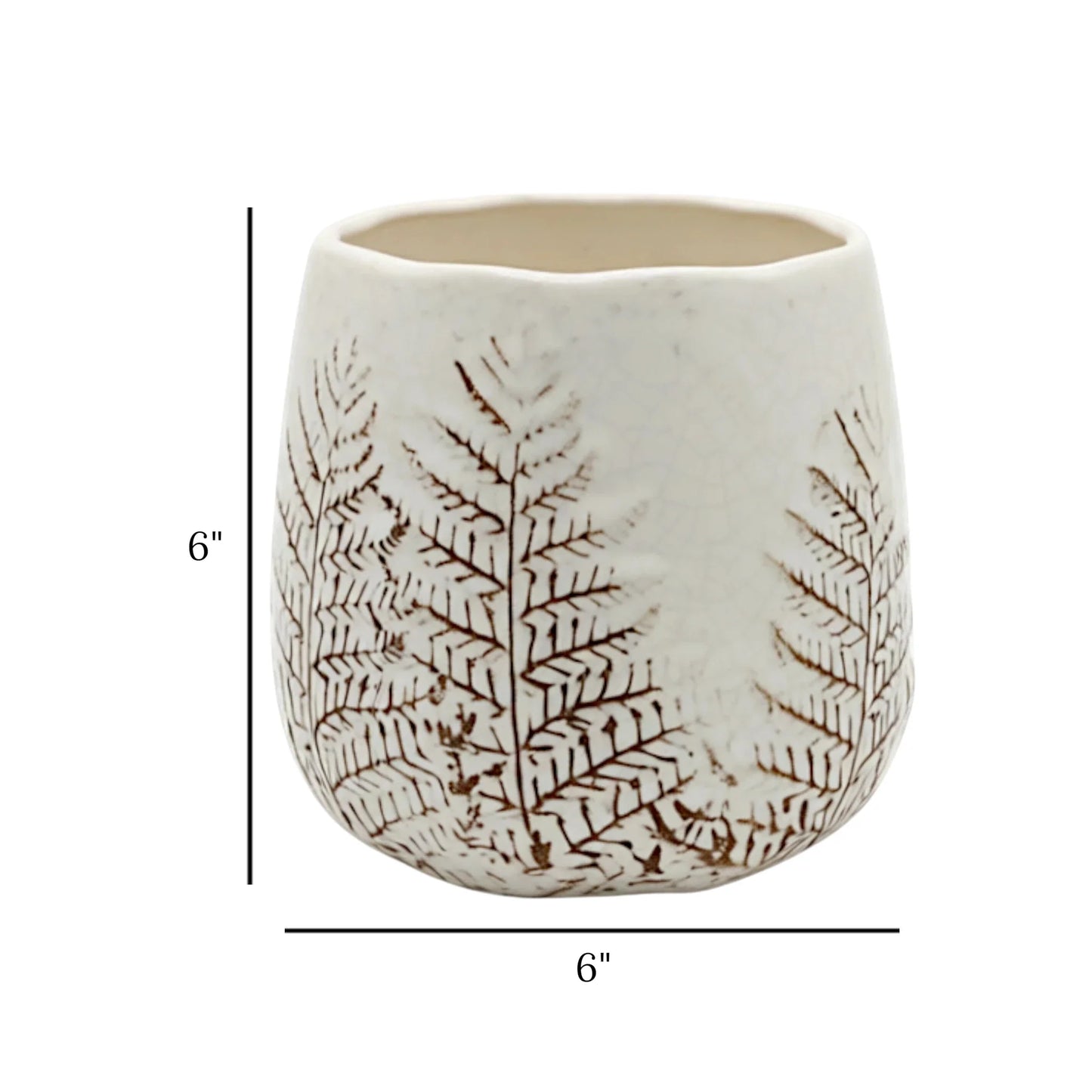 ceramic vase embosed textured leaf white 6"x6" china