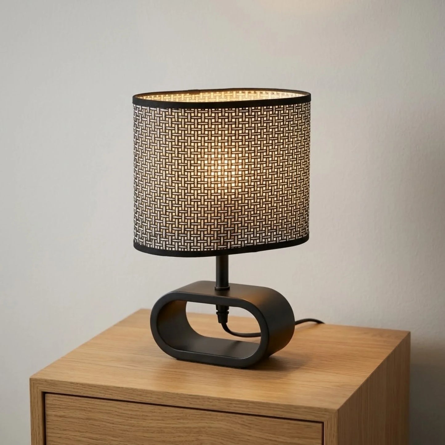 wooden table lamp white & black 12x6.5 china