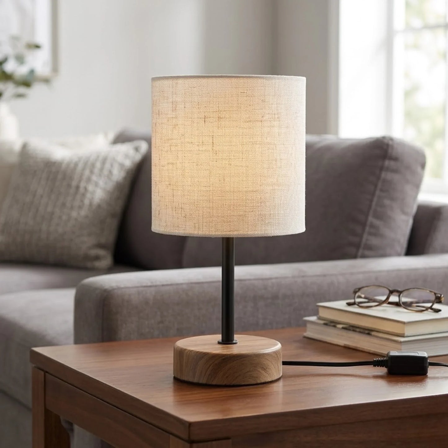 ceramic table lamp white & brown 11''x6'' china