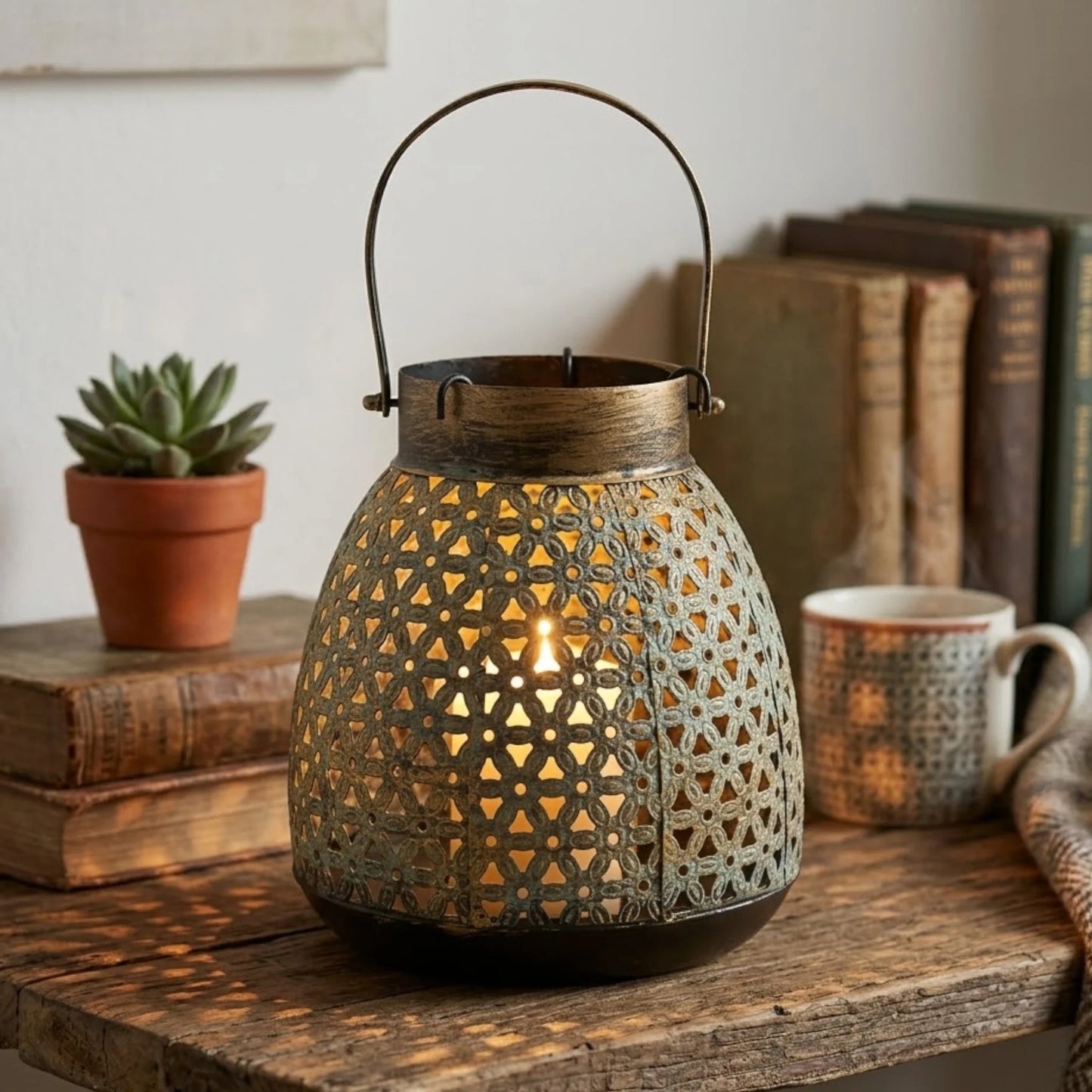 metal lantern antique cut work art 8''x7'' china