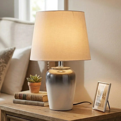 ceramic table lamp 2tone grey 13''x8'' china