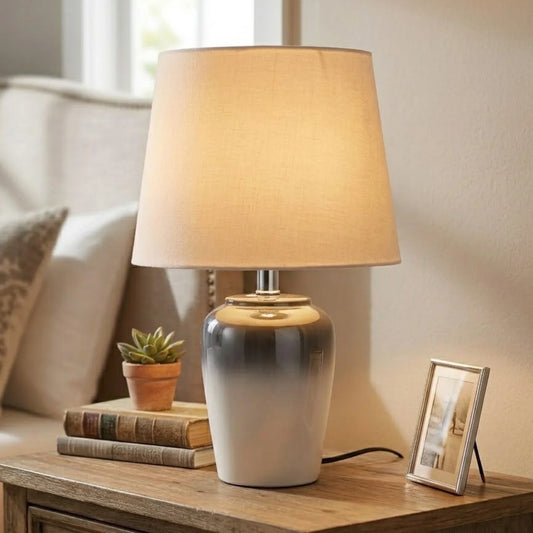 ceramic table lamp 2tone grey 13''x8'' china