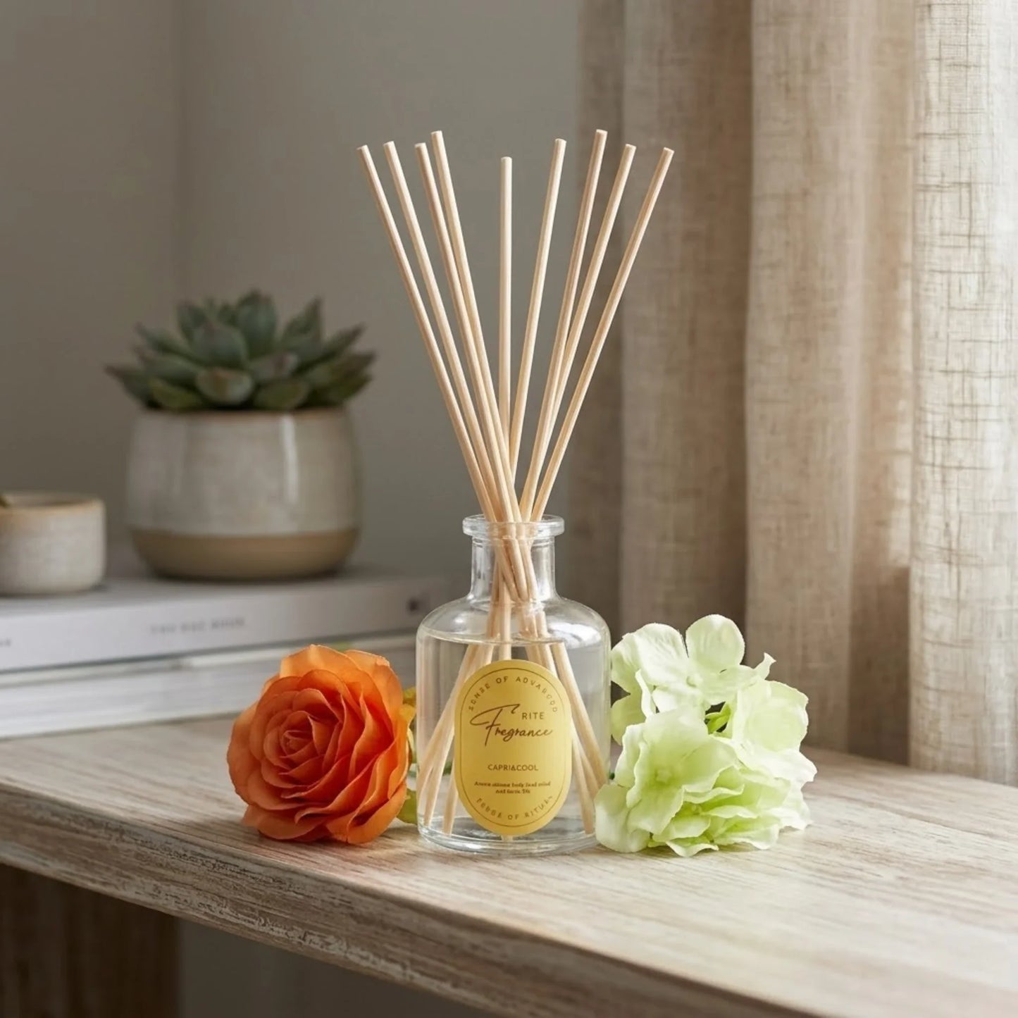 diffuser green flower white tea 8.5"x3" china