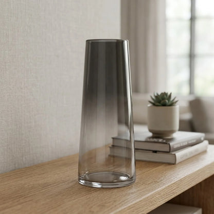 glass tube vase black 8''x3.5'' china