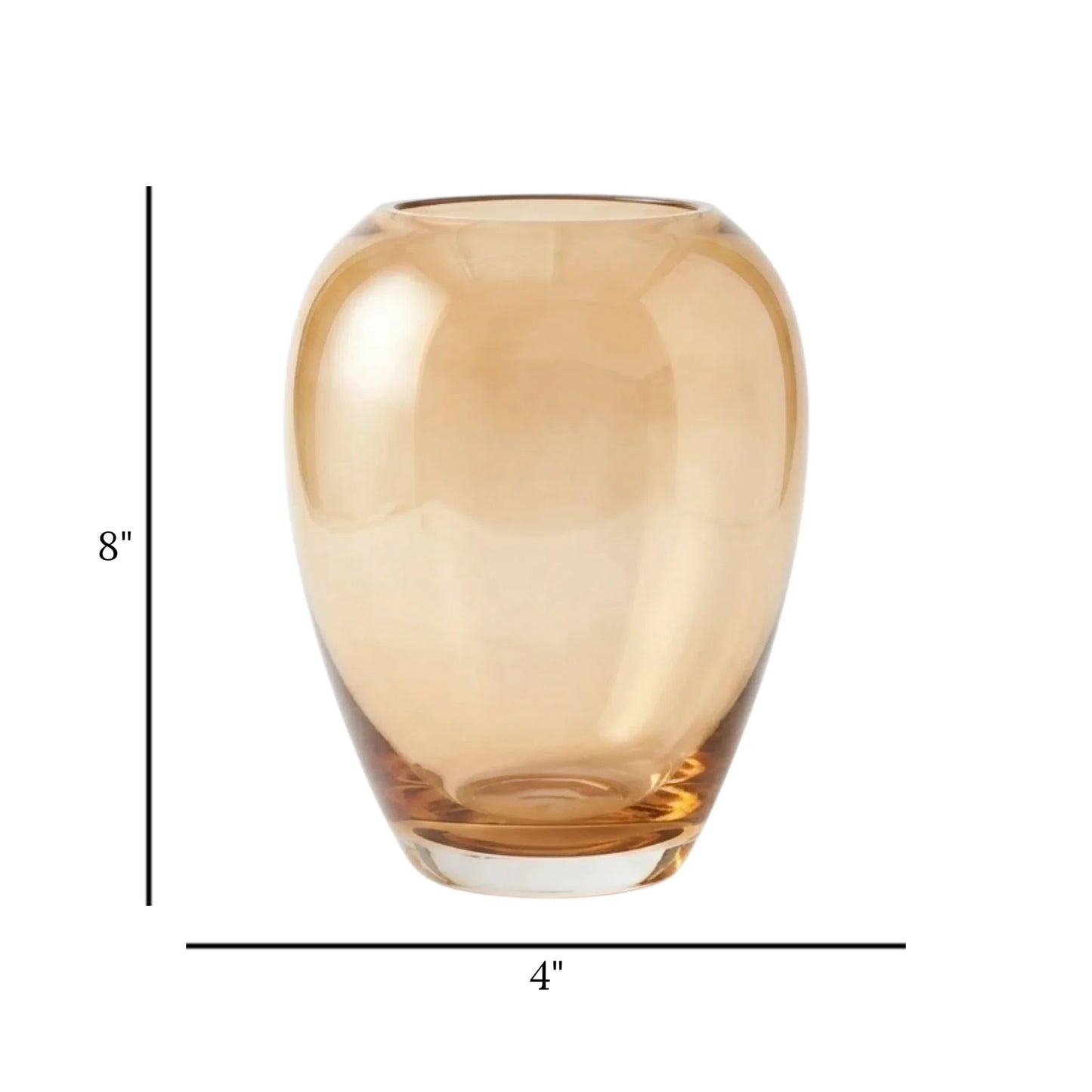 glass vase golden 8''x4'' china