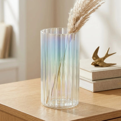 glass tube vase lines multi shine small 8''x4'' china