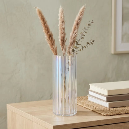 glass tube vase lines multi shine medium 10''x4'' china