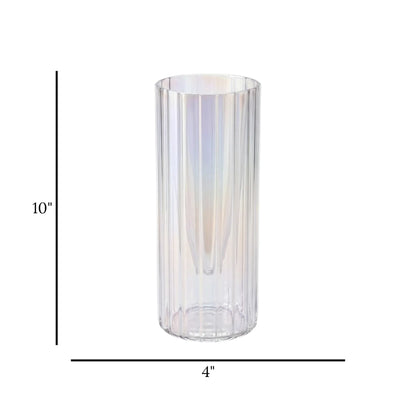 glass tube vase lines multi shine medium 10''x4'' china