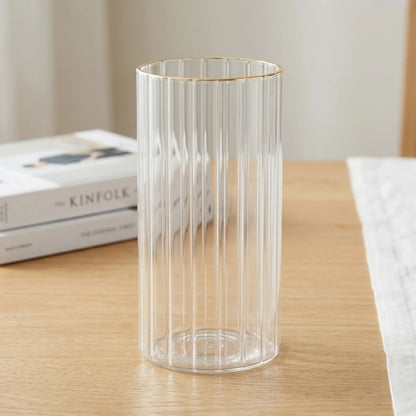 glass tube vase lines golden ring small 8''x4'' china