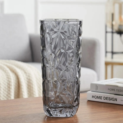 glass vase diamond cut black shine 9.5''x4'' china