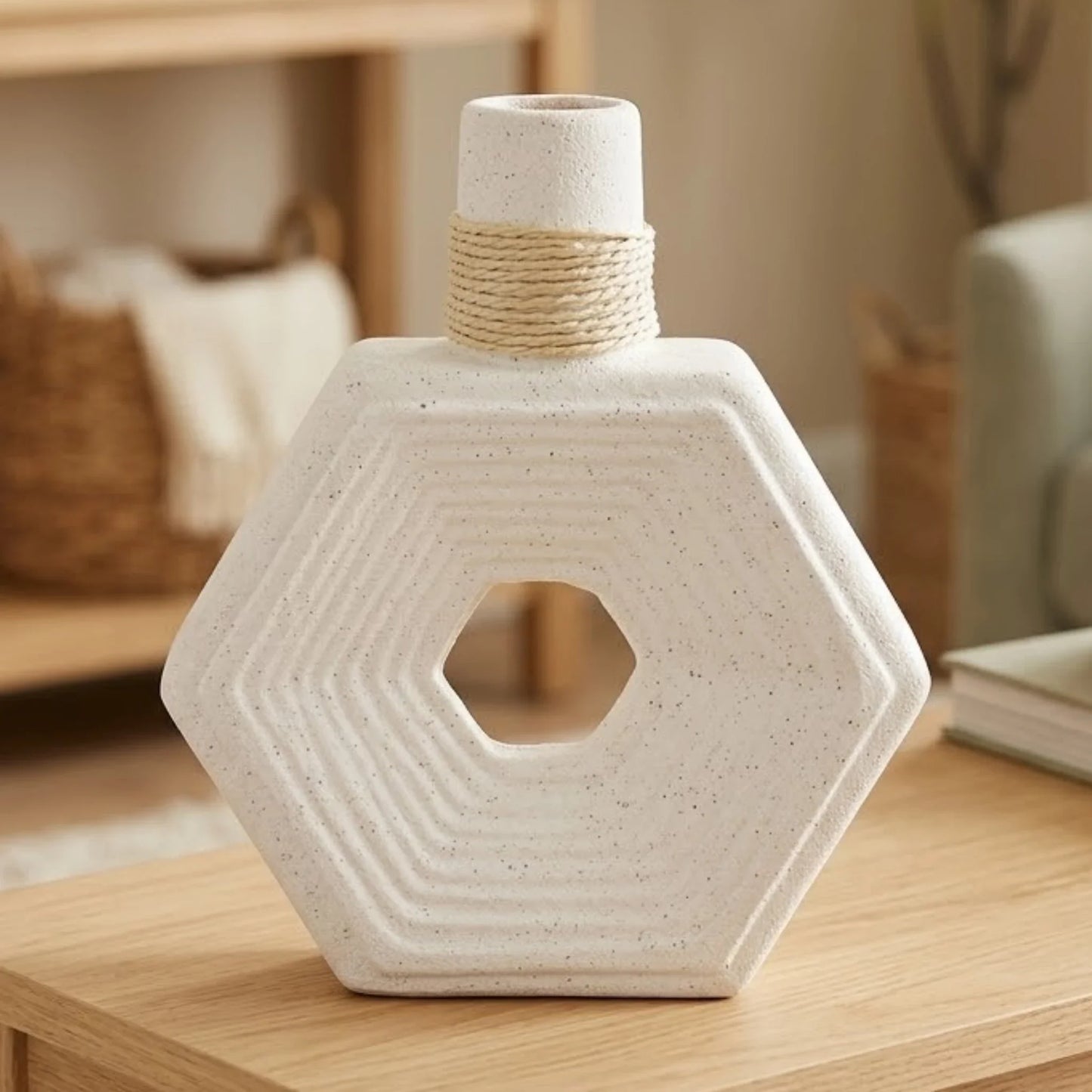 inttox ceramic flower vase white 7"x6" china