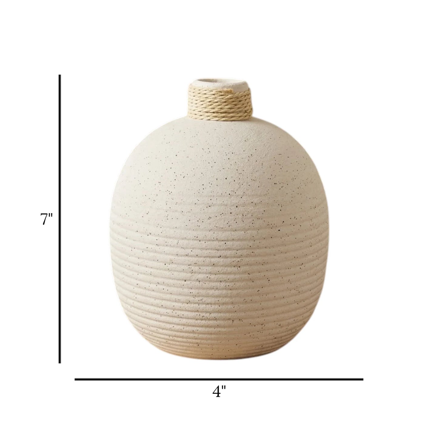ceramic vase ribbed lines white 7''x4'' china