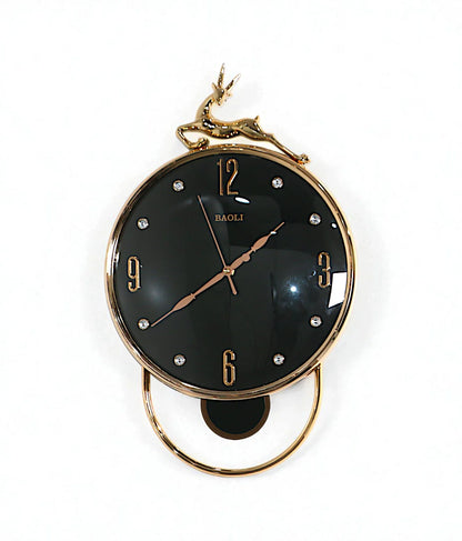 wall clock deer with pendulum black 20"x13" china