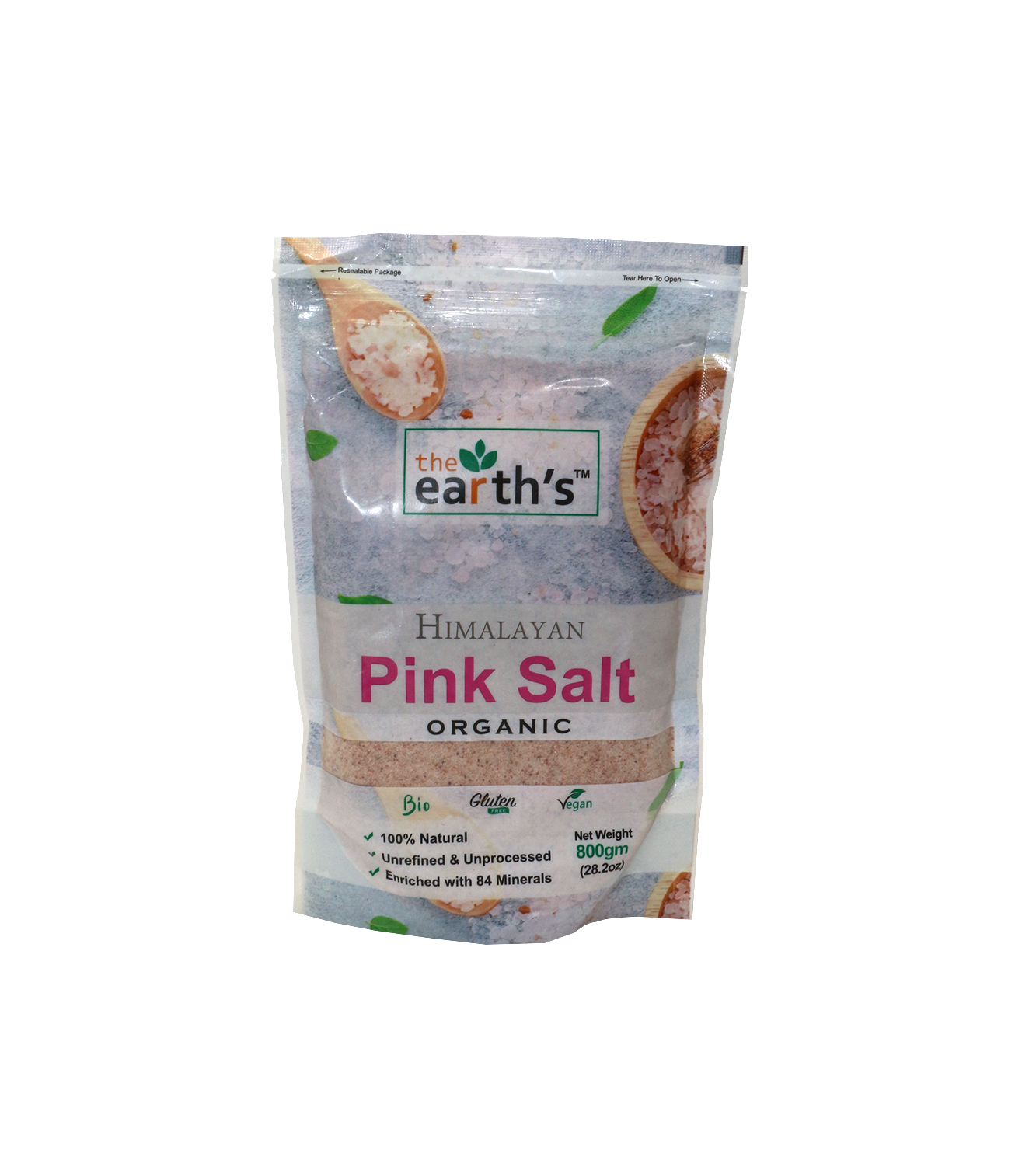 earth himalayan pink salt organic 800g pouch