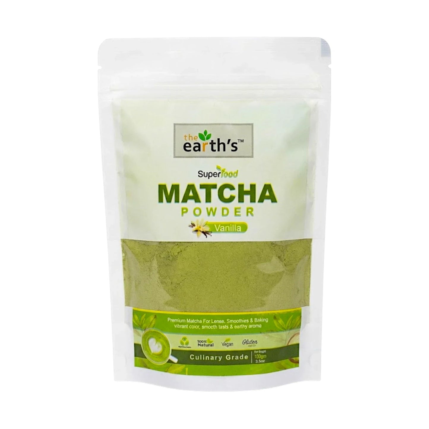 earths matcha powder vanilla 100g