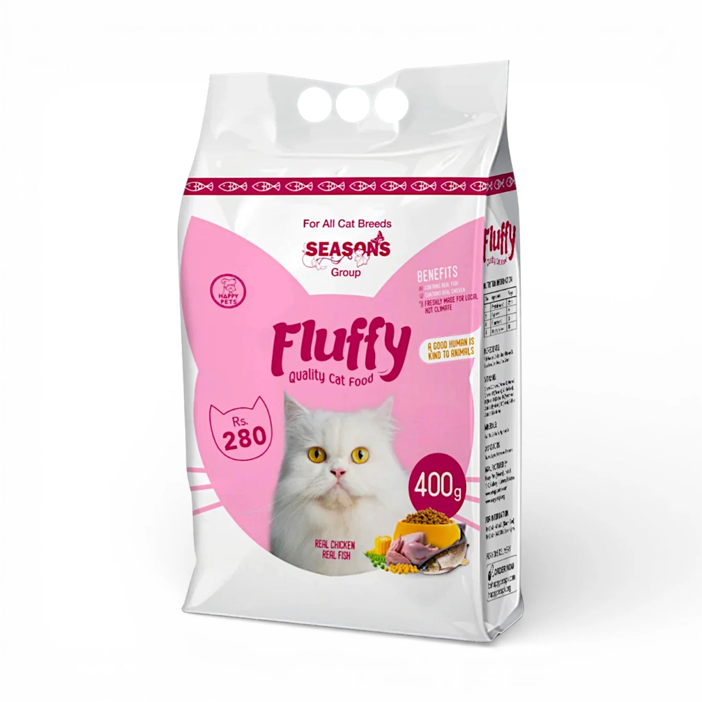 fluffy cat food chicken & fish 400g