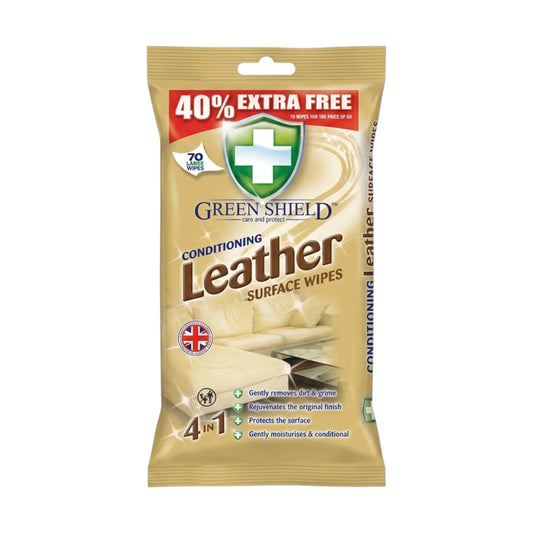 green shield leather surface wipes 70pc uk