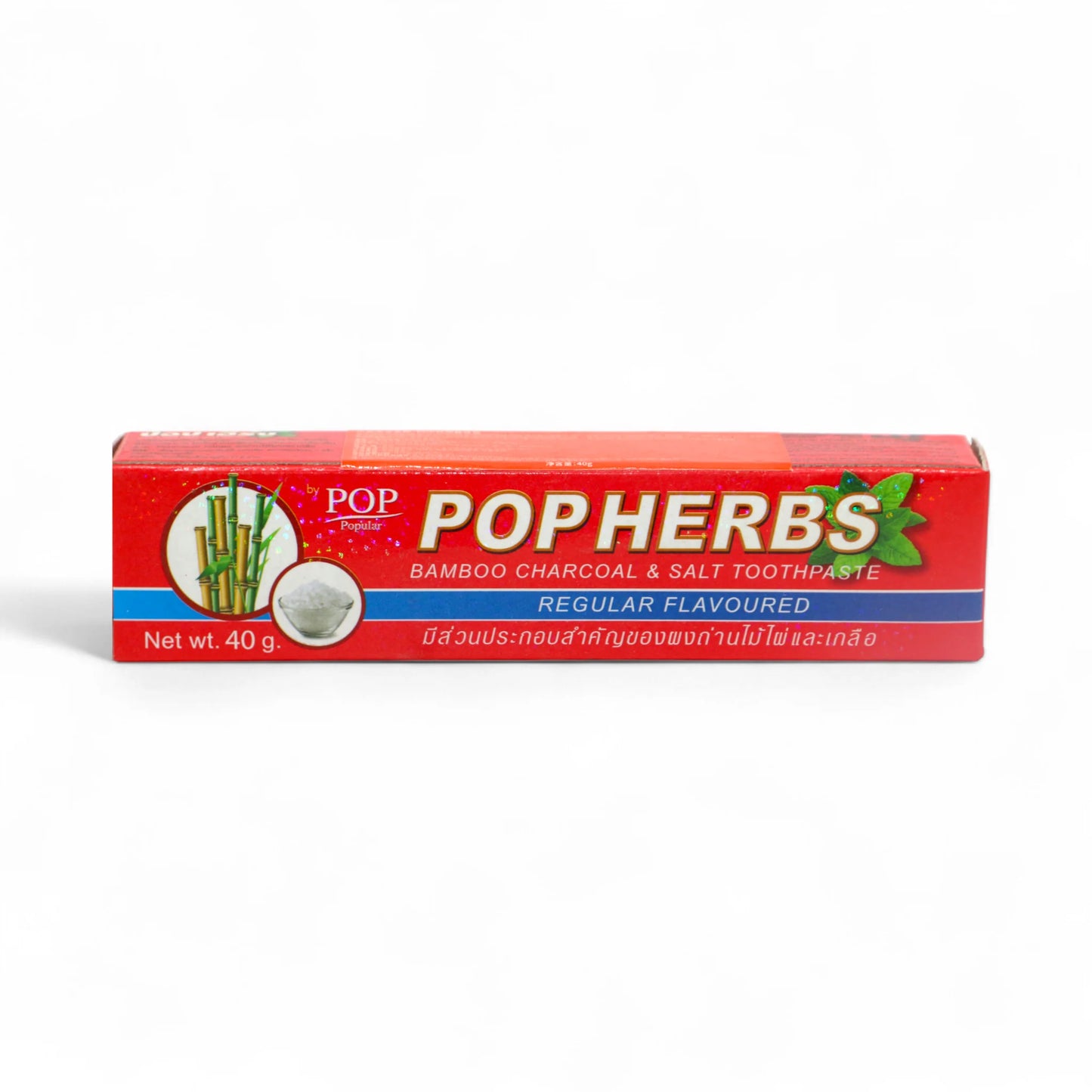 pop herbs toothpaste bamboo charcoal & salt 40g thailand