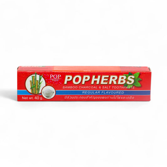 pop herbs toothpaste bamboo charcoal & salt 40g thailand